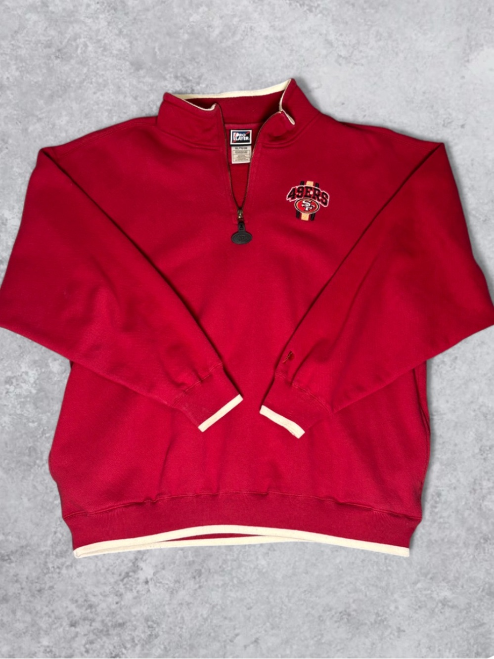 Vintage 90’s Pro Player San Francisco 49ers Quarter Zip Sweatshirt Red XXL